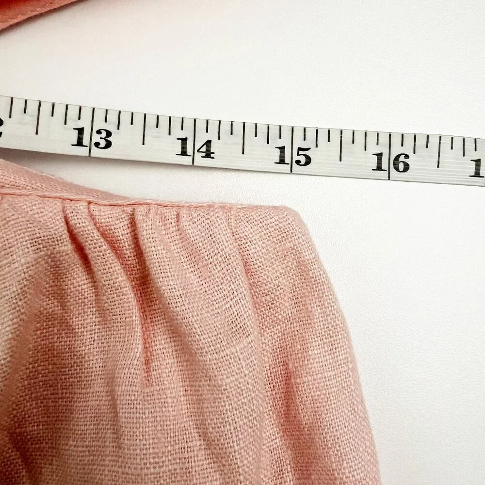 Bardot Mimi Cutout Dress 100% Linen Mini Women's Size US6 Soft Pink Puff Sleeves - Picture 9 of 15
